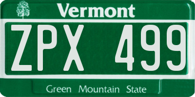 VT license plate ZPX499