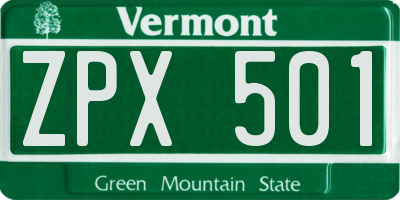 VT license plate ZPX501