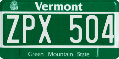 VT license plate ZPX504