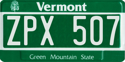VT license plate ZPX507