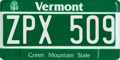VT license plate ZPX509