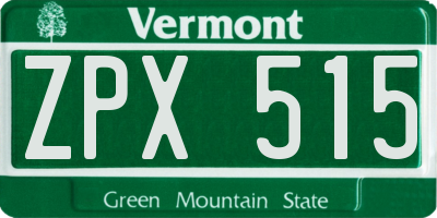 VT license plate ZPX515