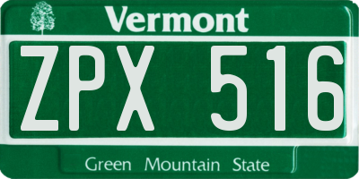 VT license plate ZPX516