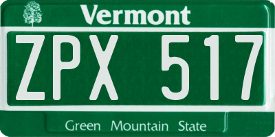 VT license plate ZPX517