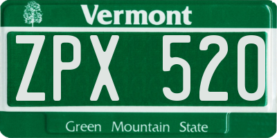 VT license plate ZPX520