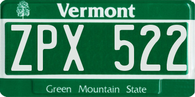 VT license plate ZPX522