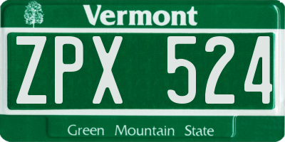 VT license plate ZPX524