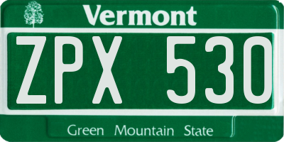 VT license plate ZPX530