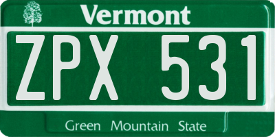 VT license plate ZPX531