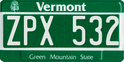VT license plate ZPX532