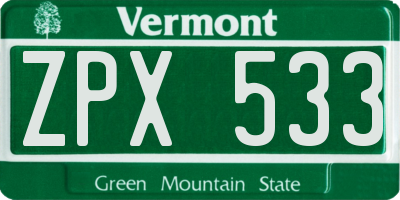 VT license plate ZPX533
