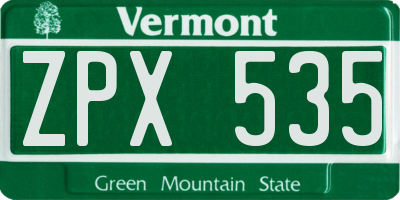 VT license plate ZPX535