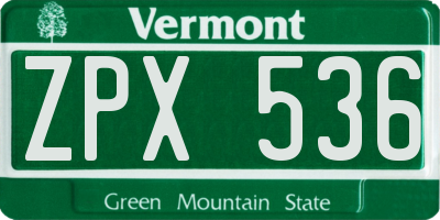 VT license plate ZPX536
