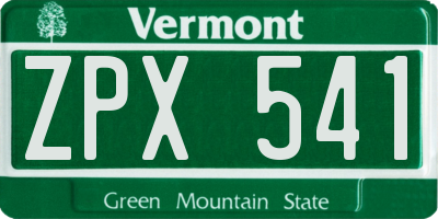 VT license plate ZPX541