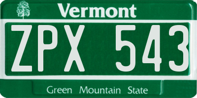 VT license plate ZPX543