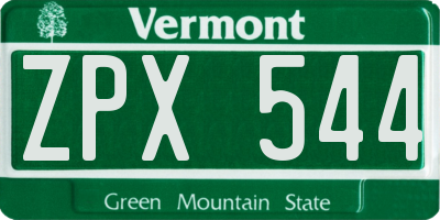 VT license plate ZPX544