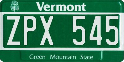 VT license plate ZPX545