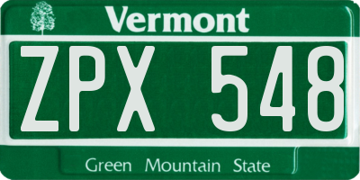 VT license plate ZPX548