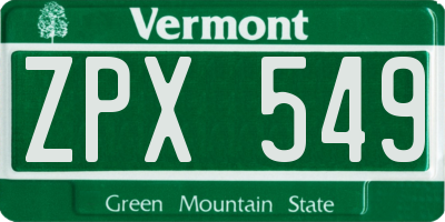 VT license plate ZPX549