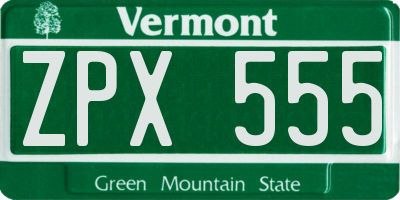 VT license plate ZPX555