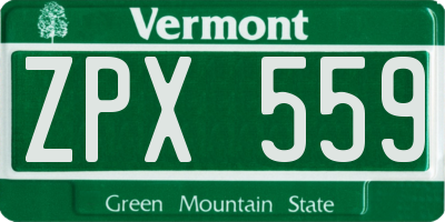 VT license plate ZPX559