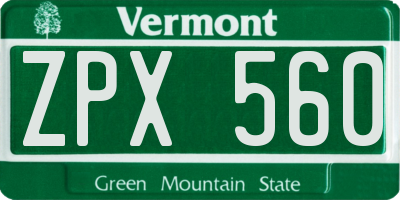 VT license plate ZPX560