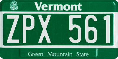 VT license plate ZPX561