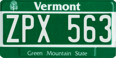 VT license plate ZPX563