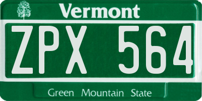 VT license plate ZPX564