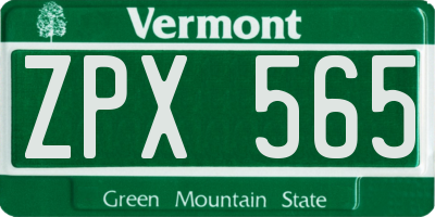 VT license plate ZPX565