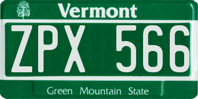 VT license plate ZPX566