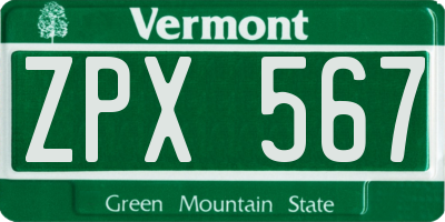 VT license plate ZPX567