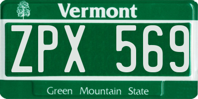 VT license plate ZPX569