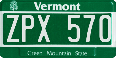 VT license plate ZPX570