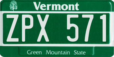 VT license plate ZPX571