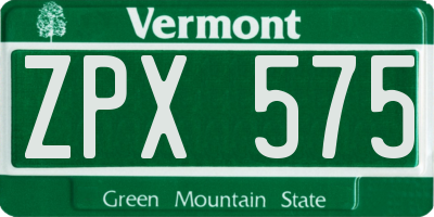 VT license plate ZPX575