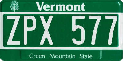 VT license plate ZPX577