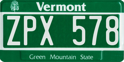 VT license plate ZPX578
