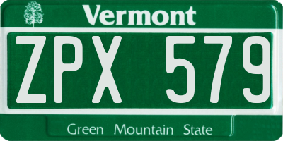 VT license plate ZPX579