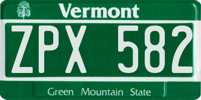 VT license plate ZPX582