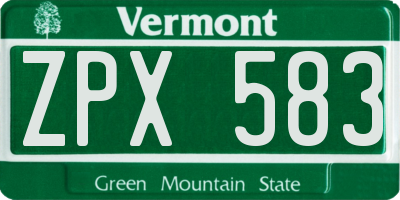 VT license plate ZPX583
