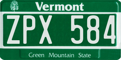 VT license plate ZPX584