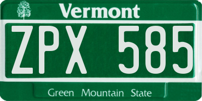 VT license plate ZPX585
