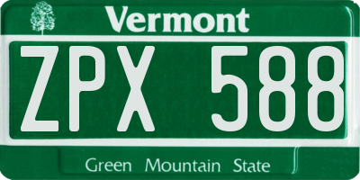 VT license plate ZPX588
