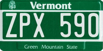VT license plate ZPX590