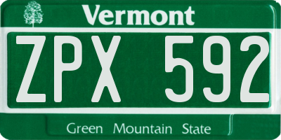 VT license plate ZPX592