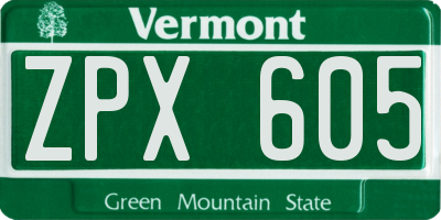 VT license plate ZPX605