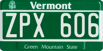 VT license plate ZPX606