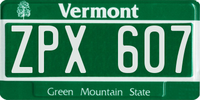 VT license plate ZPX607
