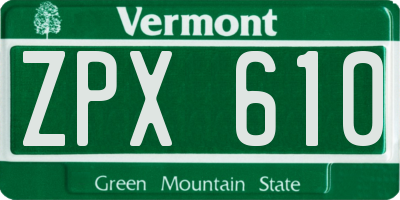 VT license plate ZPX610